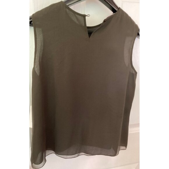 Jones New York Moss Dark Green Floral Blouse Tank Top Sleeveless Camisole 10 - Picture 2 of 13